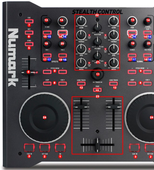 Numark Stealth Control MIDI map detail