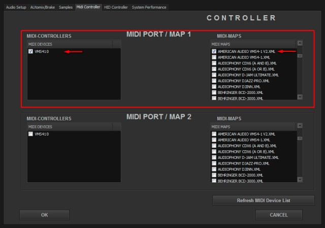 DJ ProMixer American Audio VMS 41 MID Map 2
