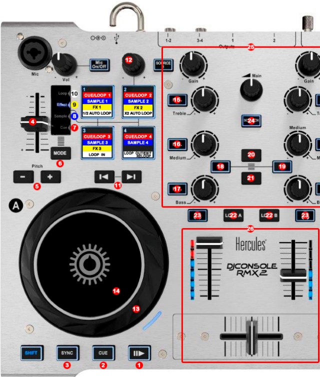 DJ ProMixer Hercules DJ Console RMX 2 map detail