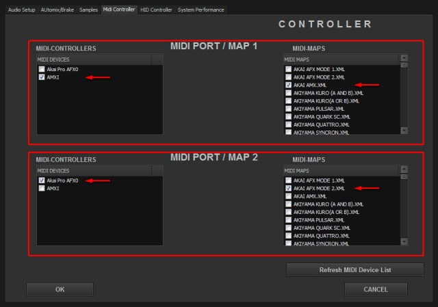 DJ ProMixer MIDI Akai AFX and AMX