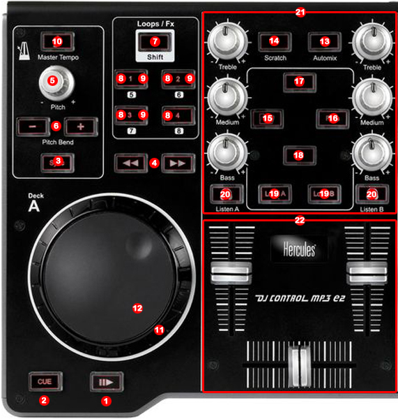 Hercules DJ Control E2 map detail