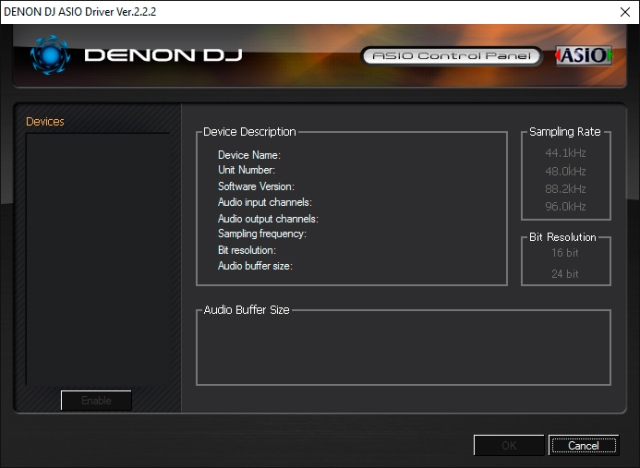 DJ ProMixer Denon ASIO Panel